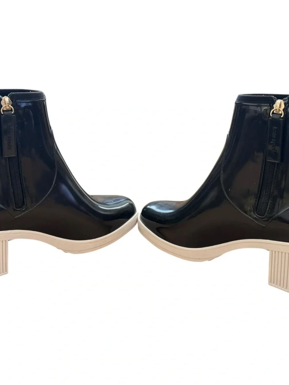 Kate Spade Black Puddle Block Heel Rain Boots